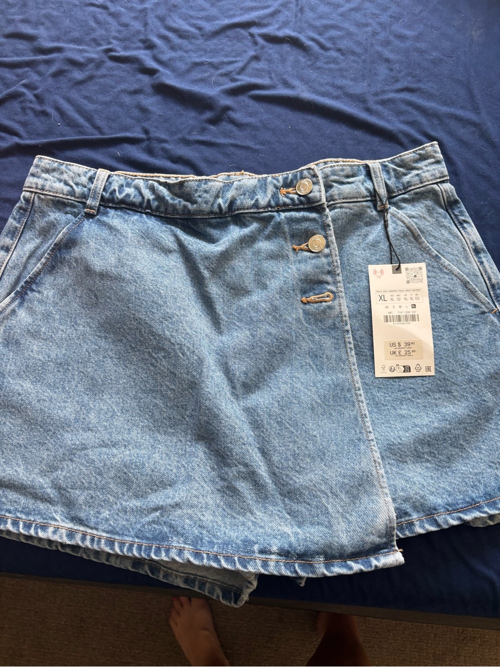 Zara Light Blue Denim Women’s Shorts Skort